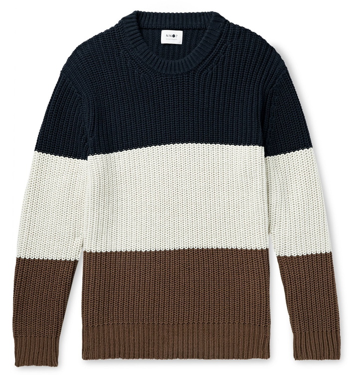 Photo: NN07 - Brady Colour-Block Ribbed Cotton-Blend Sweater - Multi