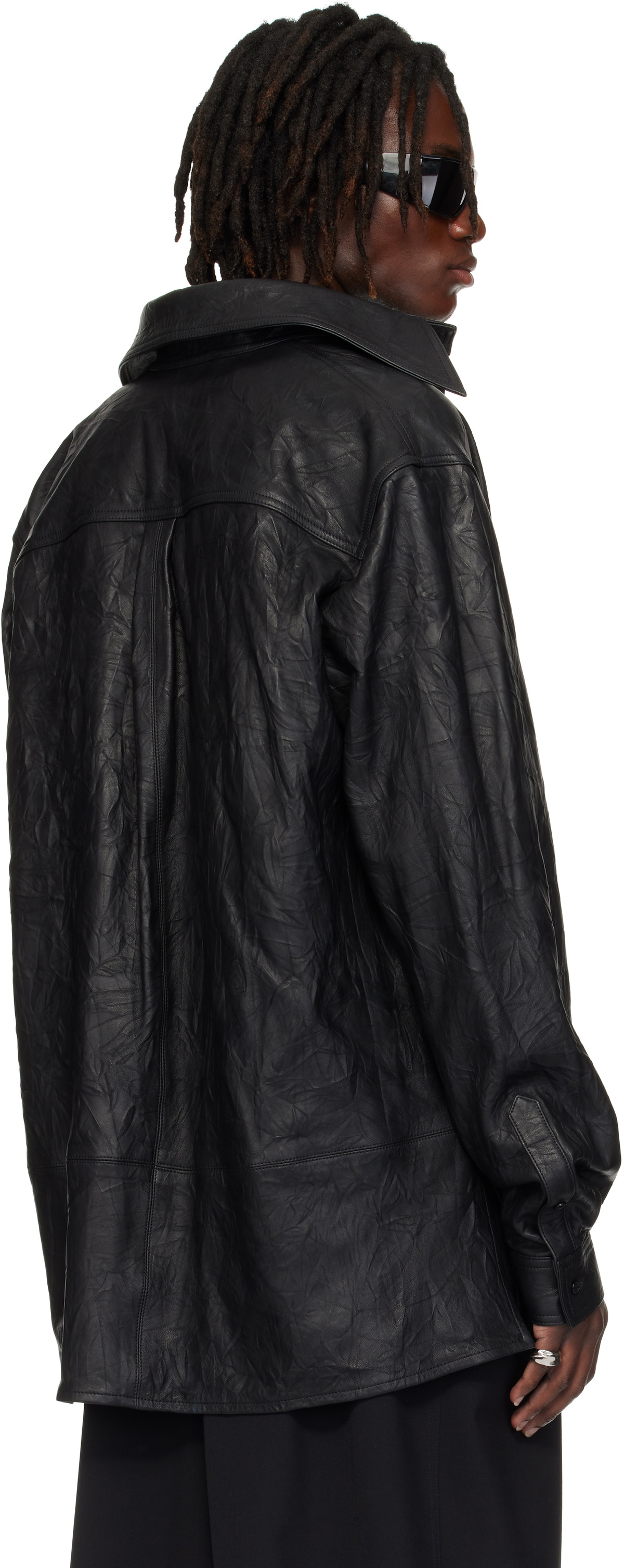 LU'U DAN Black Misfit Leather Jacket