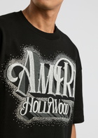 Amiri Logo Crystal-embellished Cotton T-shirt Black