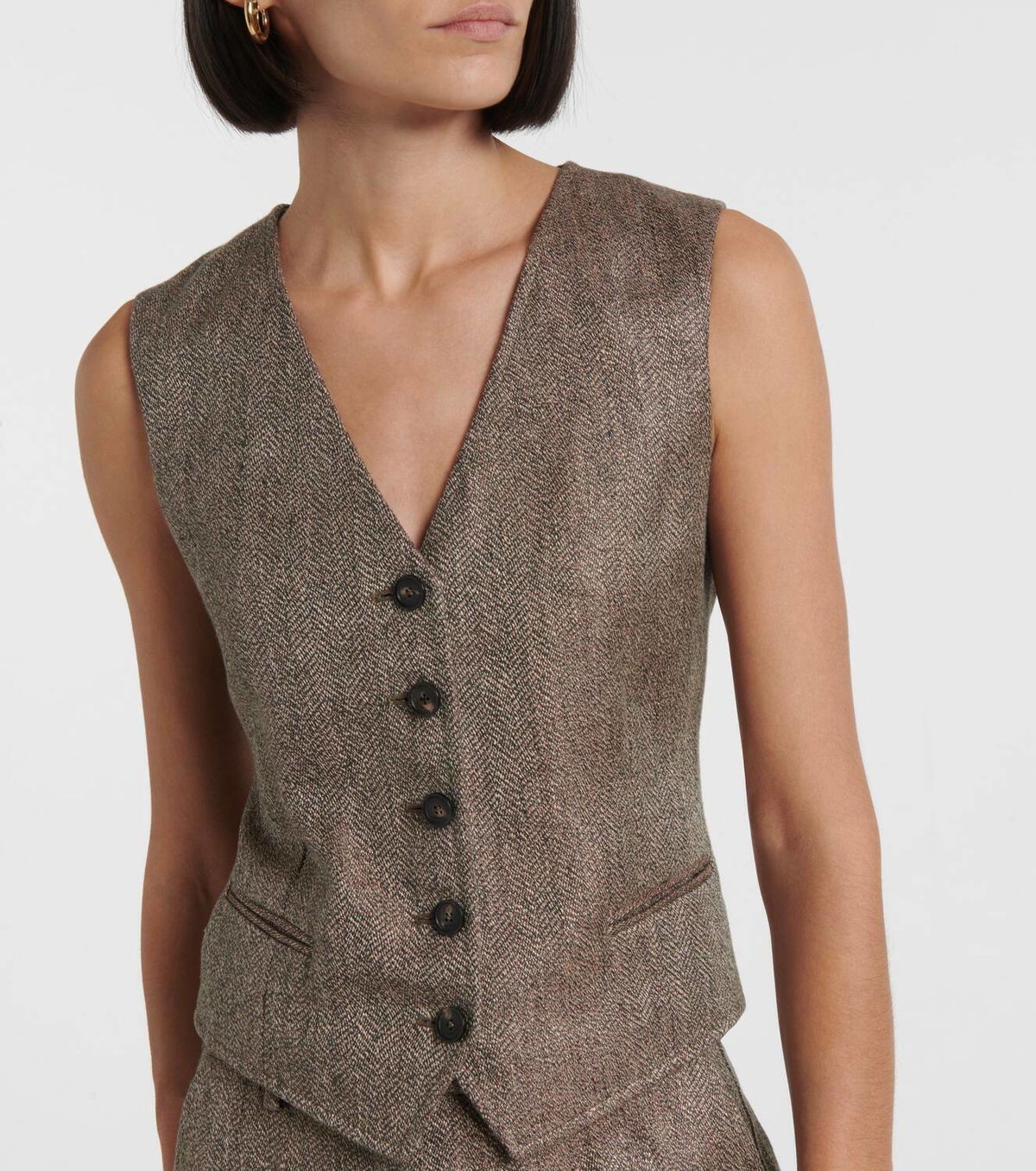 Loro Piana Teodoro chevron linen vest