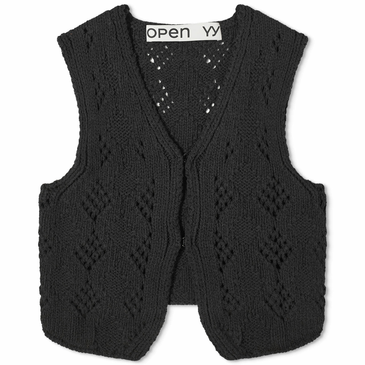 OPEN YY Black Appliqué Cargo Vest OPEN YY