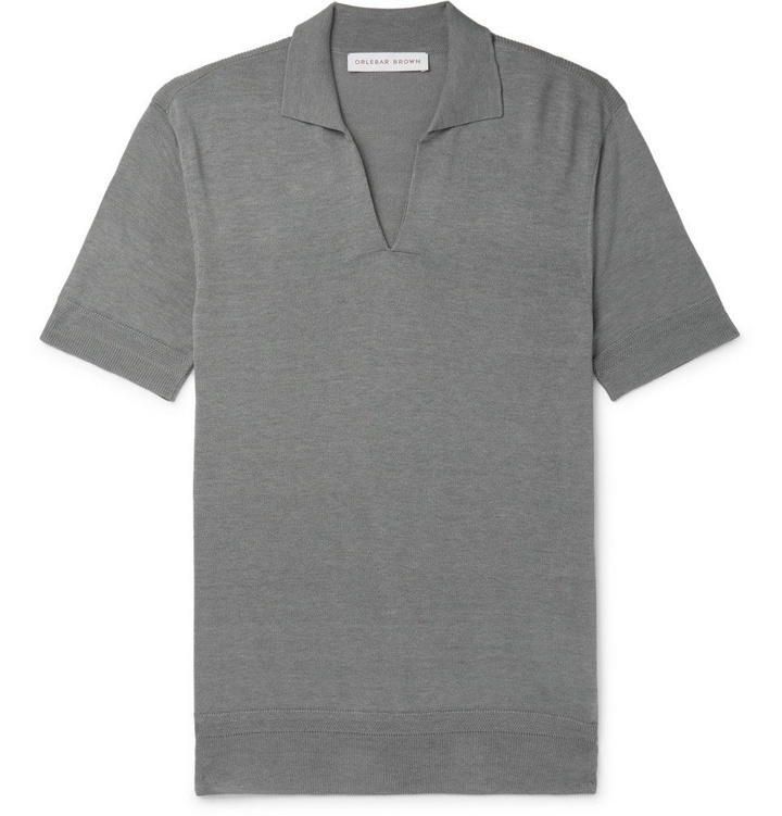 Photo: Orlebar Brown - Mallory Slim-Fit Silk and Cotton-Blend Polo Shirt - Gray