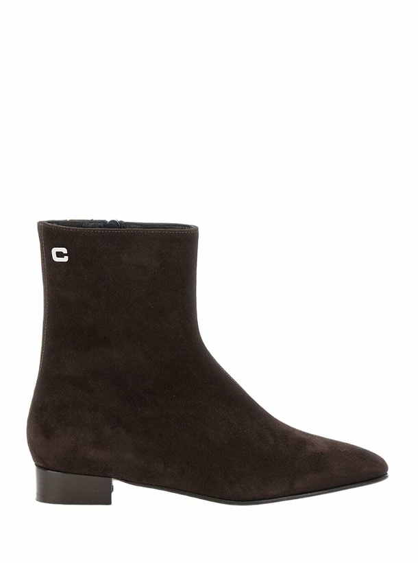 Photo: Carel aiglon Brown Boots With Logo Embroidery On The Side And Zip Closure On The Side In Suede Woman