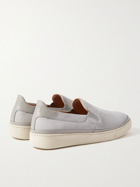 MULO - Leather-Trimmed Suede Slip-On Sneakers - Gray