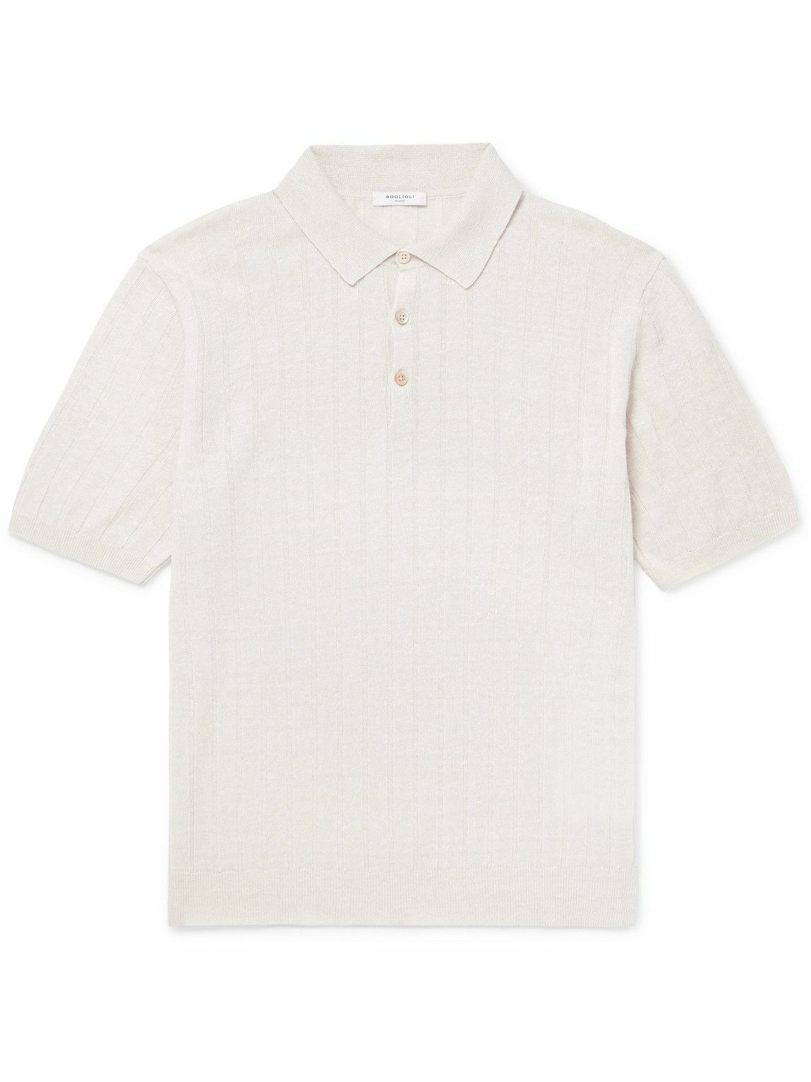 Boglioli - Ribbed Linen and Cotton-Blend Polo Shirt - Neutrals