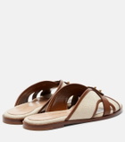 Gianvito Rossi Leather-trimmed canvas slides