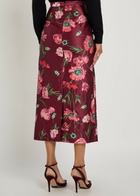 Erdem Floral-print Satin Midi Pencil Skirt Red