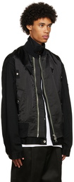 sacai Black Nylon Mix Bomber Jacket