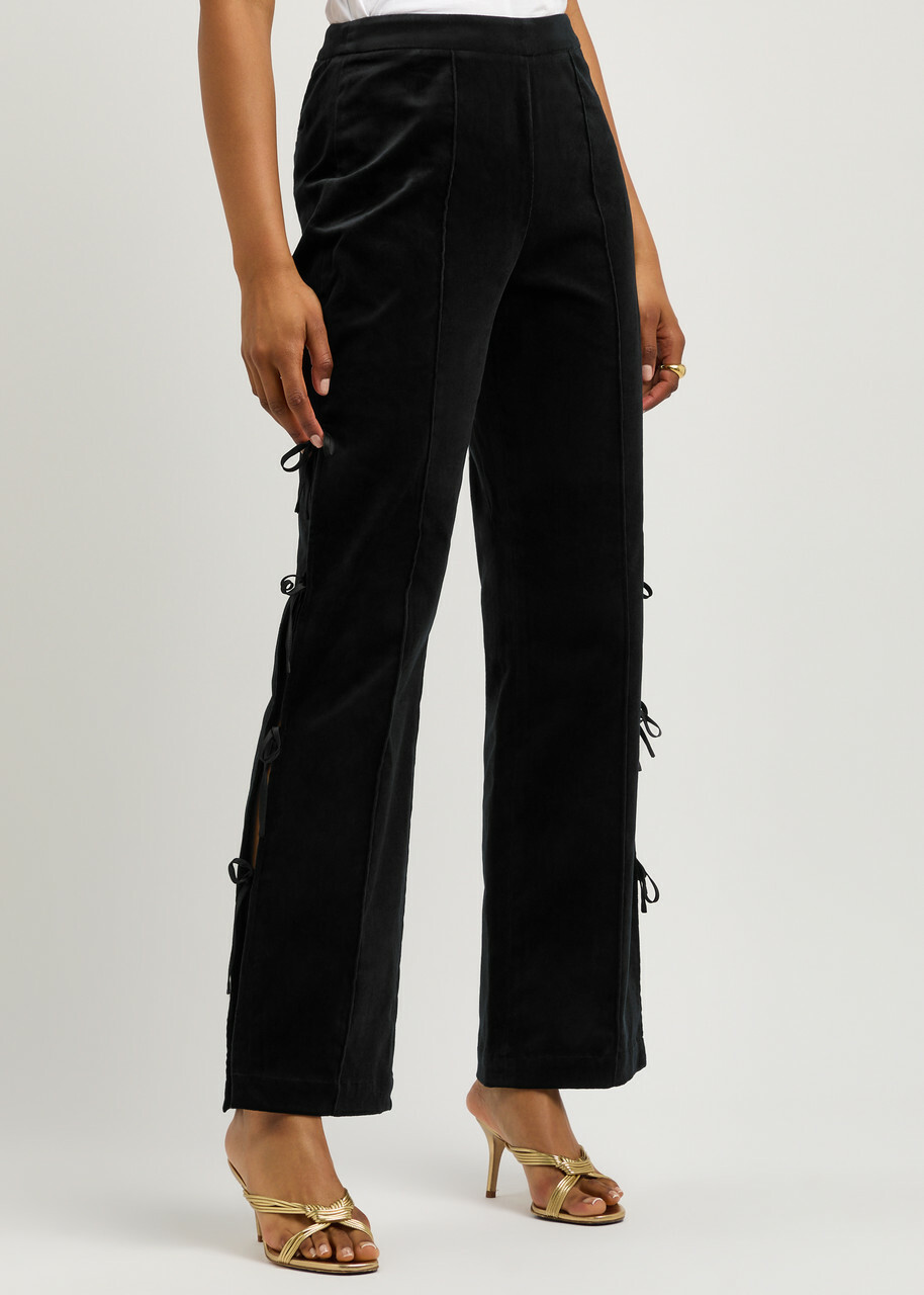 Kitri Rosamund Cut-out Velvet Trousers Black