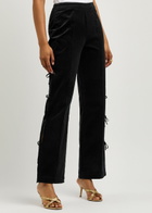 Kitri Rosamund Cut-out Velvet Trousers Black