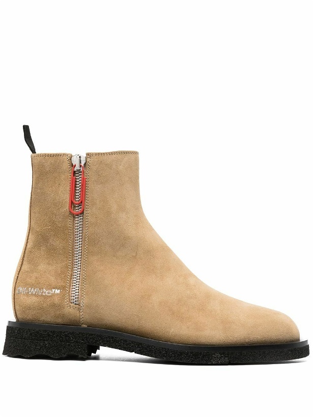 Photo: OFF-WHITE - Suede Leather Ankle Boots
