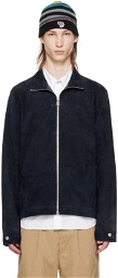 PS by Paul Smith Navy Zip Leather Jacket