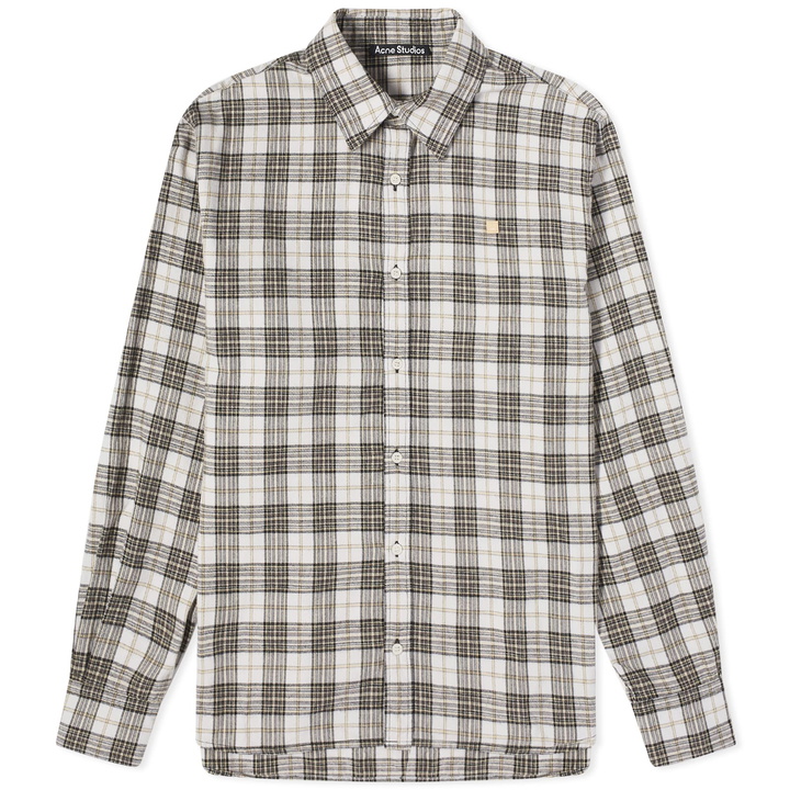 Photo: Acne Studios Sarlie Dry Flannel Check Shirt in White/Black