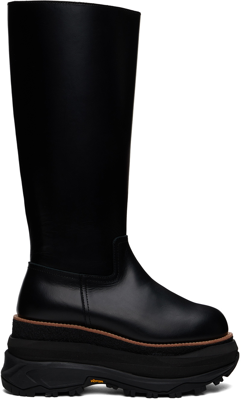 sacai Black Cowboy Wedge Boots Sacai