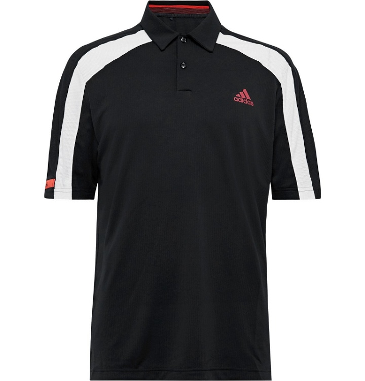 Photo: Adidas Golf - Colour-Block HEAT.RDY Mesh Golf Polo Shirt - Black