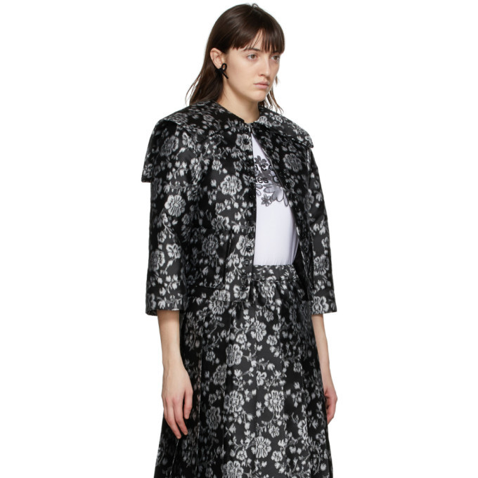 Tricot Comme des Garcons Black and Grey Floral Jacquard Jacket