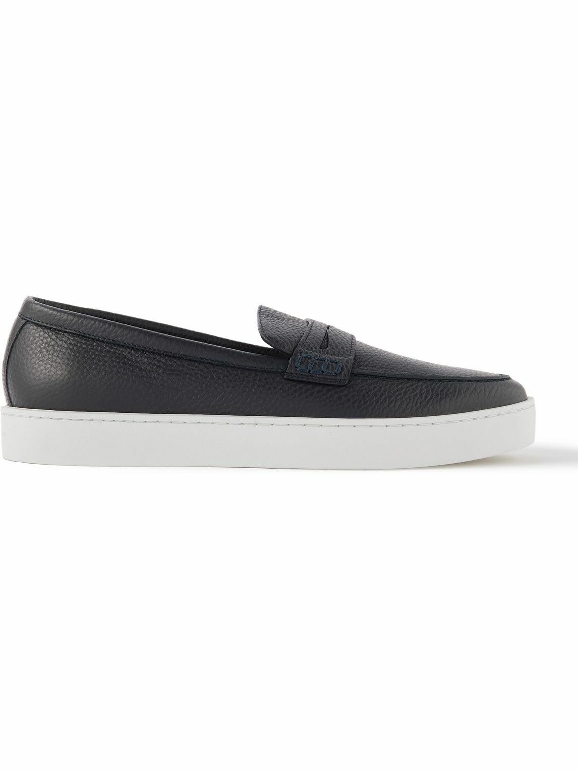 Manolo Blahnik - Ellis Textured-Leather Slip-On Sneakers - Blue