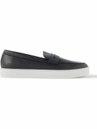 Manolo Blahnik - Ellis Textured-Leather Slip-On Sneakers - Blue