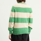 YMC Men's Suedehead Stripe Crew Neck Jumper in Green/Off White