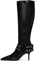 Abra Black Big Belt Tall Boots