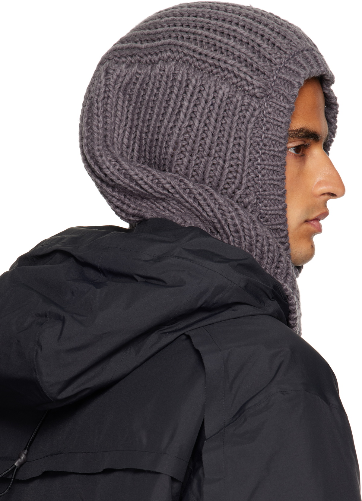 Y-3 Gray Knitted Hood Balaclava