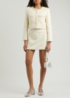 Self-portrait Pearl and Sequin-embellished Tweed Mini Skirt Cream