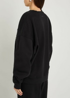 Anine Bing Miles Logo-appliquéd Cotton Sweatshirt Black