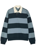 NN07 David Striped Cotton Polo Sweatshirt Navy