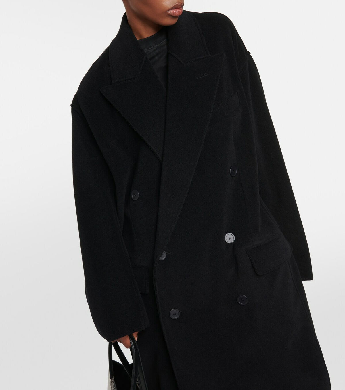 【送料&関税込】Balenciaga Cashmere And Wool Cinched Coat Cinched cashmere and wool coat in black - Balenciaga | Mytheresa