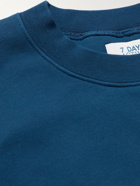 7 DAYS ACTIVE - Monday Logo-Print Organic Cotton-Jersey Sweatshirt - Blue