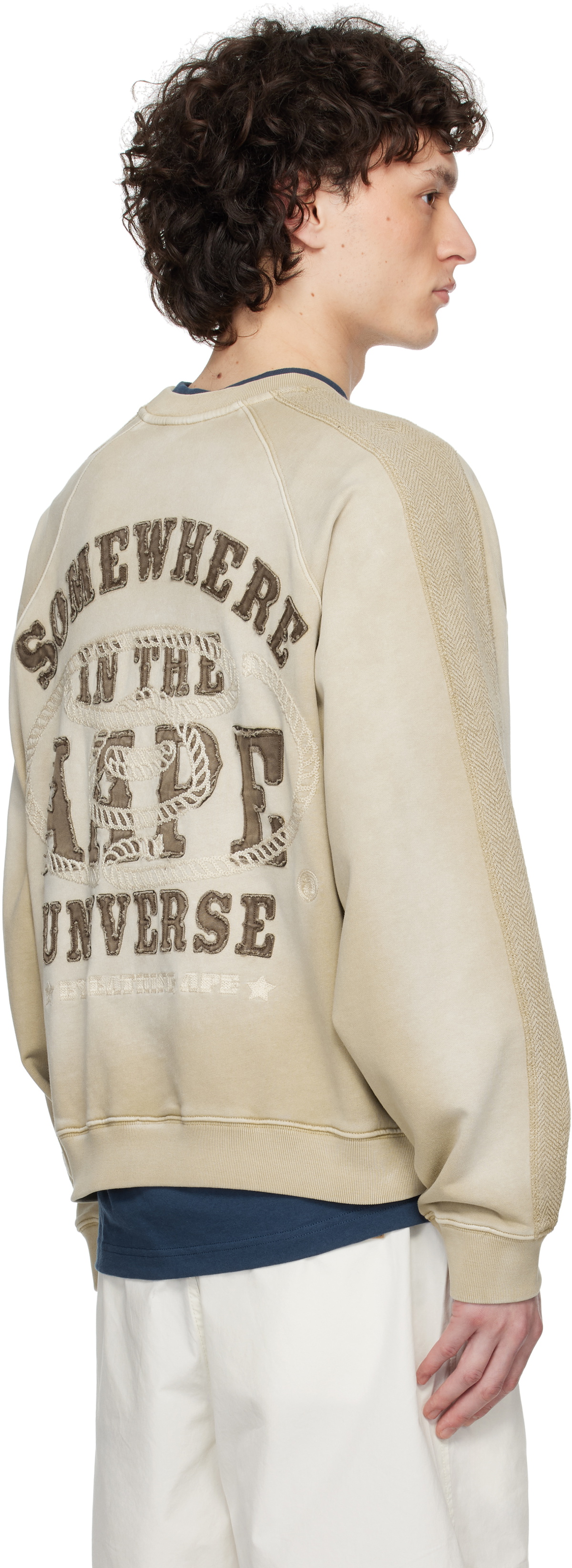 AAPE by A Bathing Ape Beige Main Crewneck Sweatshirt