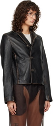 MM6 Maison Margiela Black Sports Leather Jacket