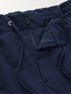 NN07 - Sebastian Cotton-Blend Seersucker Drawstring Shorts - Blue