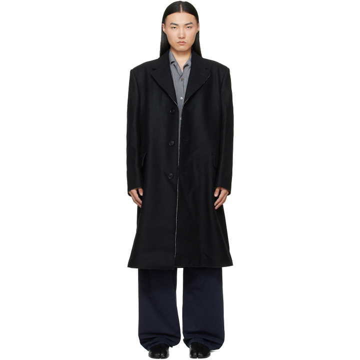 Photo: MM6 Maison Margiela Black Wool Felt Single-Breasted Coat