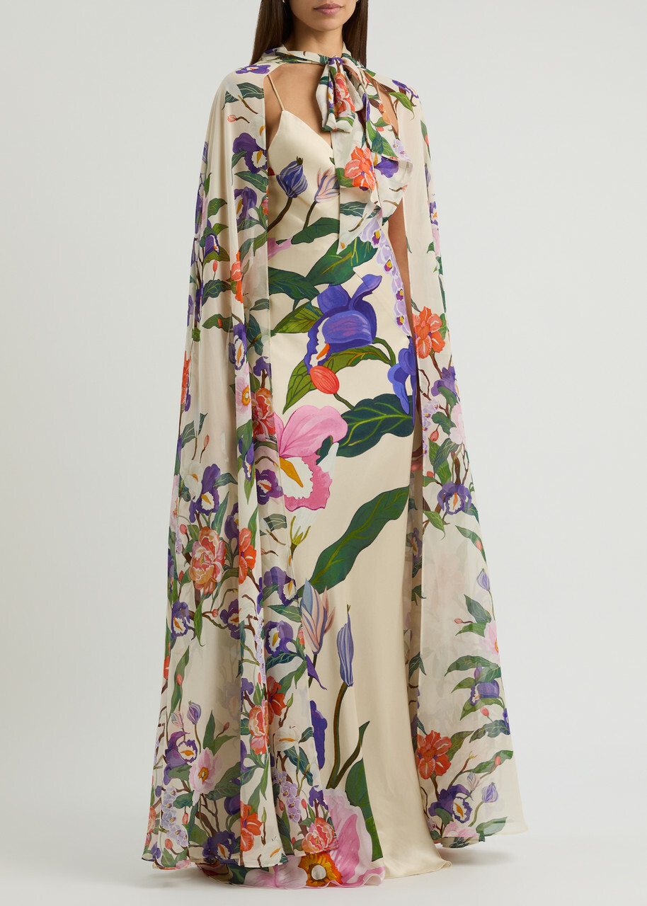 Borgo DE Nor Ara Floral-print Silk-chiffon Cape - Multicoloured - One Size