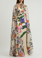 Borgo DE Nor Ara Floral-print Silk-chiffon Cape - Multicoloured - One Size