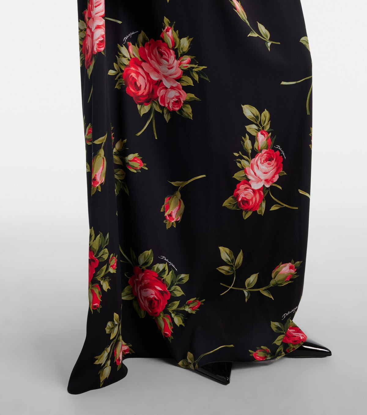 Dolce&Gabbana Floral caped silk-blend gown