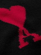 AMI PARIS - Logo-Intarsia Virgin Wool Sweater - Black