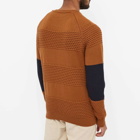 John Smedley Men's Colour Block Textured Crew Knit in Ginger/Midnight