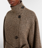 Brunello Cucinelli Belted herringbone wool-blend coat