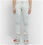 Off-White - Slim-Fit Printed Bleached Denim Jeans - White