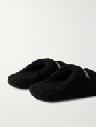 Balenciaga - Logo-Embroidered Faux Shearling Mules - Black