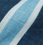 Kiton - 7.5cm Striped Linen Tie - Blue