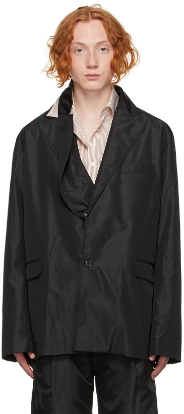 Photo: Y/Project Black Taffeta Double Collar Blazer