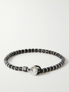Mikia - Silver, Jet and Cord Beaded Bracelet - Black