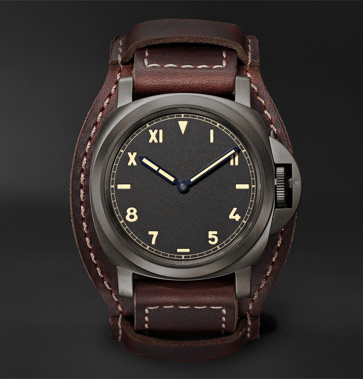 Panerai Luminor California 8 Days DLC Hand Wound 44mm Titanium and Leather Watch Black