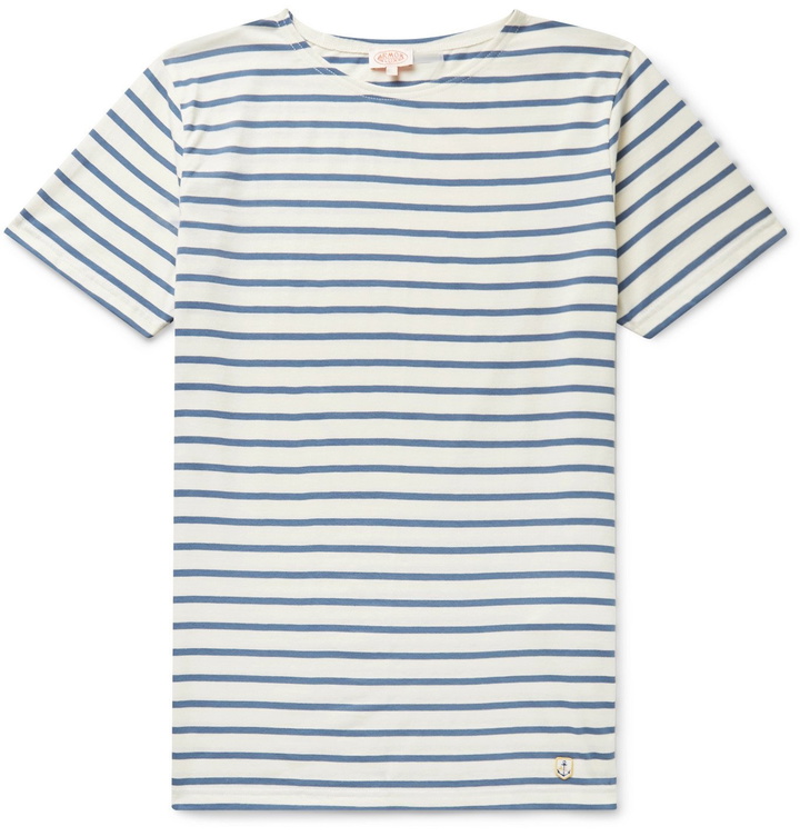 Photo: Armor Lux - Striped Cotton-Jersey T-Shirt - Blue