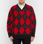 Alexander McQueen - Oversized Argyle Wool-Blend Sweater - Men - Red