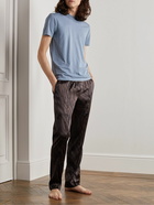 TOM FORD - Straight-Leg Velvet-Trimmed Printed Silk-Blend Pyjama Trousers - Brown