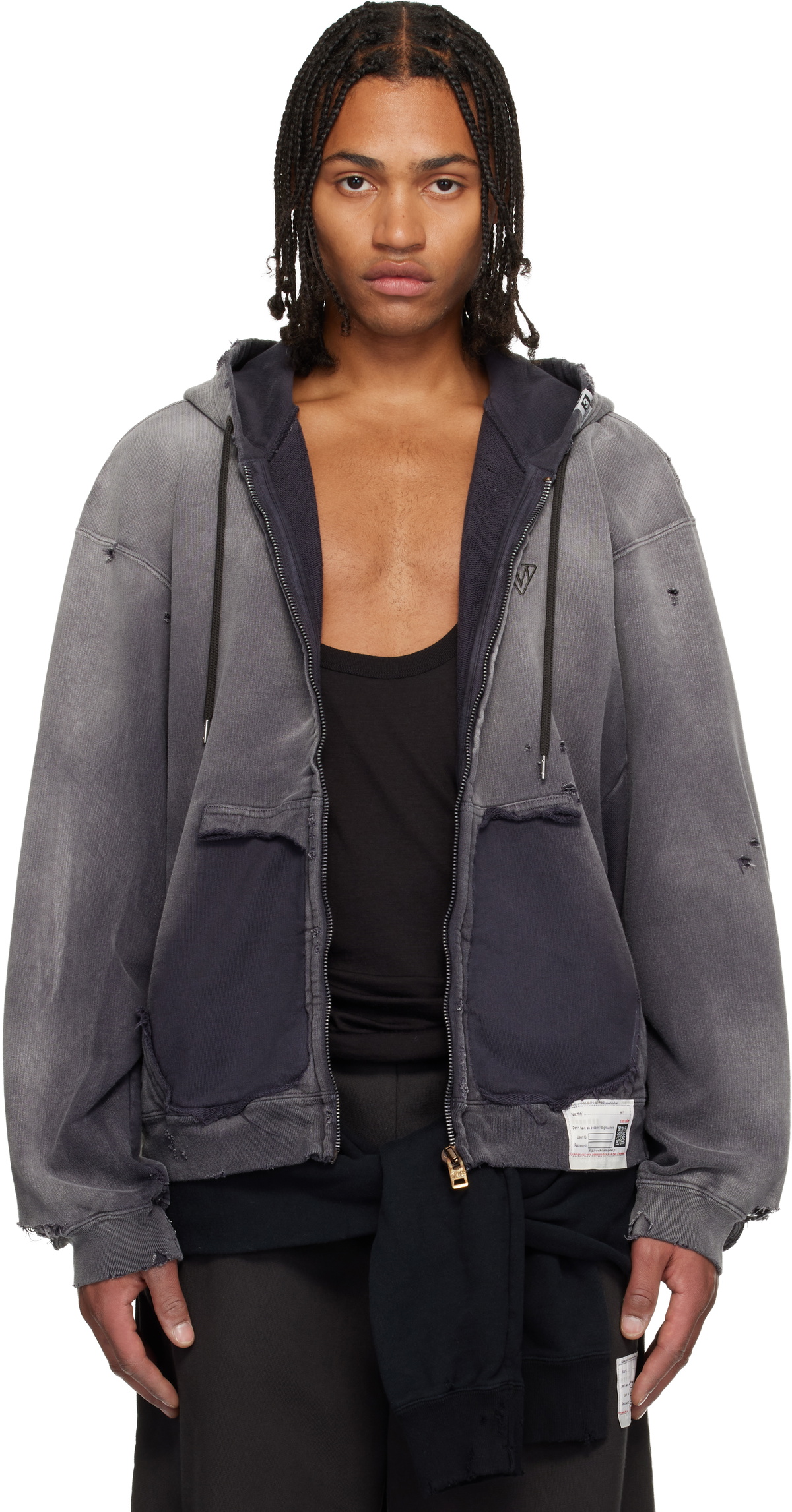 Maison MIHARA YASUHIRO Black Sun Faded Like Zip-Up Hoodie